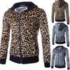 Tute da uomo di alta qualità 2023 primavera autunno abito da uomo moda stampa leopardata in pile abbigliamento uomo patchwork cerniera cardigan Harem