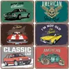 Old School Hot Rod Riders Dipinto in Metallo Vinatge Targhe in Metallo Targhe in Metallo per Auto Classiche Targa in Metallo per Garage Home Wall Art Decor 20 cm x 30 cm Woo