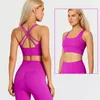 Yoga outfit naken känsla set kvinnor fitness sportkläder 2 stycke strappy sport bh hög midja gym leggings träning aktivt slitage 230203