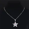 Hänge halsband färgglada kalkonögon pentagram måne rostfritt stål kvinnor silver färg islam kedja smycken bijoux n5237s01