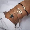 Charm Bracelets ME Bohemian Geometric Stone Bracelet Set For Women Vintage Rope Taseel Sequin Moon Map Elephant Heart Leaf Female Jewelry