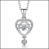 Pendant Necklaces Stunning White Zircon Heart Shape Necklace Valentines Day Gifts Women Jewelry Romantic Sparkling Beating Drop Deli Dhoqf