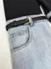 Damesjeans Deat mode Hoge taille Straight Patchwork PU Leather Buckle Streetwear Denim Pants Spring Trend 17A2013H 230202