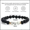 Beaded Strands 8Mm Designs Lava Rock Beads Charms Bracelets Essential Oil Diffuser Elastic Natural Stone Beaded For Men Tiger Eye C Otwpb