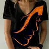 T-shirt da donna 2023 T-shirt ritratto da donna Estate Nero Bianco / Top stampato 3D Scollo a V Basic Casual Taglie forti