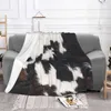 Blankets Cowhide Detail Throw Blanket Cow Print Soft Fleece Fall For Couch Cozy Flannel Bedroom Decor Gift Kids Adults