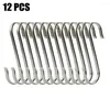 Hooks 12pcs S Haak plat roestvrijstalen hanger Kiterktuin Hangende Utsil Rustbestendige anti-drop voor badkamerworkshop Garage