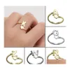 Bandringen DIY AZ 26 Letters Roestvrij staal Open Liefde Hartvormige Gold Engagement Bruiloft Sieraden Druppel Levering Otozj