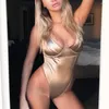 Kadın Tulumları Siyah Satin Bodysuit Spagetti Kayışları Arka Bodysuits Floresan Sarı Seksi Bodycon Tulum Moda Kulübü Partisi