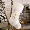 Christmas Decorations Stocking Decoration With Gold Pearl Large Xmas Gift Bags Snowflakes Soft Flannel Hanging Hole Fireplace Decor