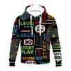 Herren Hoodies Sweatshirts Zip Up Damen Buchstaben 3D Gedruckt Streetwear Herren Übergroßer Reißverschluss Harajuku Langarm Kleidung Punk Kleidung Pri