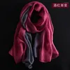 Scarves Oversize Gradient Pure Silk Solid Natural Chiffon Women Hijab Wrap Shawl Beach Towel Brand Long Scarf