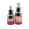 Förvaringsflaskor 20 ml 30 ml rosa glas eterisk oljeflaska dropper pipett silver lock vit topp comestic förpackning påfyllningsbar behållare