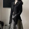 女性のブラウスシャツKarrram Gothic Black Shirt Yamamoto Style Dark Aesthetic Blouse女性不規則デザイナー服Emo Alt Clotes Grunge Tops Y2K 230203