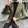 Mens Suits Blazers Deersskin Leather Jacket Casual Slim Hombre Suit Terno Masculino Clothing 6 Color 230203