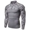 Camuflagem tática de polos masculino Tshirts Tshirts ao ar livre Combate Militar uniforme Militar Zipper Sorto masculino Camisetas de fitness de manga longa 230202