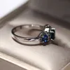 Solitaire Ring Luxe Big Round Blue CZ Wedding S voor vrouwen 925 Sterling Silver Fine Jewelry Gift Anillos Anel Feminino Y2302