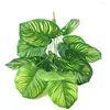 Flores decorativas 52cm12 folhas de plantas verdes artificiais plástico grupo de palmeira tropical decoração interna el office home desktop deco