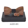 Bow Ties Sitonjwly Retro Wooden Bowtie Cufflinks مجموعة للرجال الريش نمط الخشب العنق التبعية حفل زفاف عيد الميلاد emel dh6xd