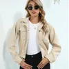 Women's Jackets 2023 Women Fashion Autumn Jacket Solid Color Turn-Down Neck Long Sleeve Single-Breasted Short Coat For Girls Apricot