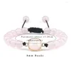 Pulseira de pedra natural fita encantos encantos de cristal de cristal de cristal de braceletes de quartzo rosa de cristal oval pulseiras de joias de ioga artesanais