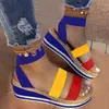Сандалии 2023 летние женские простые непромокаемые туфли на танкетке с эластичной лентой на платформе модные женские туфли большого размера