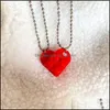 Pendant Necklaces 2Pcs Beads Building Brick Heart Necklace For Women Men Love Couple Valentines Gifts Punk Girlfriend Jewelry Drop D Ottv4