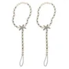 Kostki elegancki łańcuch perłowy 2 sztuki bransoletki łańcuchy stóp do tańca