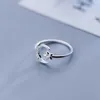 Solitaire Ring Inzatt Real 925 Sterling Silver Shiny Zirkon Moon Star Verstelbaar voor charmante vrouwen bruiloft Romantisch fijne sieraden Gift Y2302