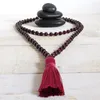 Colar mala de corrente granada com nó de mão 108 contas joias de oração presente para ioga