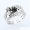 Band Rings Fashion Jewelry Black Spider Ring Zircon Diamond Drop Delivery Dhqnh