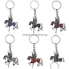 Nyckelringar 6st/Set ny stil Sier Plated Keychain Butterfly Fly Horse Christmas Fashion Pendants Diy Pearl Girl Charming Gift Drop D DHKDS