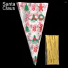 Christmas Decorations Shaped DIY Snack Packaging Party Supplies Santa Claus Deer Mixed Xmas Patterns Cone Bags Cellophane Pouches