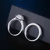 Солитарные кольцевые модные роскошные 2PCS свадебные кольца для женщин для женщин инкрустация блестящей хрустальной кубической цирконии Новая свадьба Тенденция вечности Y2302