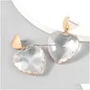 Dangle Chandelier Fashion Jewelry Resin Heart Earrings Sweet Stud Drop Delivery Dhxyl
