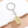 Keychains Lanyards Irregar Ore Crystal Opal Natural Stone Nyckelringar Rough Gem Charms Healing Keyrings For Women Men Drop D DHGARDEN DHB7I