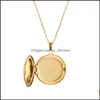 Pendant Necklaces Locket Necklace For Women Circle Coin Stainless Steel In Gold Sier Lady Charm Inside P O Can Open Jewelry Drop Del Otpt4