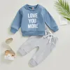 Ensembles de vêtements Saint Valentin enfant en bas âge enfants bébés garçons vêtements 03Y lettre imprimer sweats à manches longues pantalons à cordon Sportwear 230203