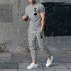 Men's Tracksuits 2023 Summer Men's Casual 3D Printed T-shirt Suit Fashion Fun Spades KO Collar Trousers Outdoor Trend Sports