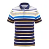 Herrpolos män 2023 Summer Classic Striped Smart Casual Cotton Polo Shirts Fashion Embroidery Short Sleeve Topstees 4xl