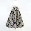 Skirts 2023 Spring Fall Women High Waisted Dobby Floral Ball Gown Skirt Woman Clothes Vintage Flower Jacquard