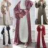 Ethnic Clothing Latest Islamic Satin Abaya Woman Dubai Elegant Dress Puff Sleeve Plus Size