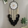 Figuritas decorativas, atrapasueños de macramé con cuentas de hojas tejidas, adorno para colgar en la pared, decoración para el hogar, dormitorio, boda romántica