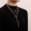 Chaînes à la mode multi-couche longue gland amour lettre pendentif collier pour femmes chandail chaîne Lariat Y forme lien bijoux