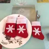 Juldekorationer 12 PCS Xmas Decor Mini Stockings Table Decoration Snowman Kitchen Tabell Proveholer Pocket Pocket Party Dinner Cutsly Bag Set