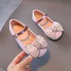 First Walkers Pearl Rhinestone Bow Single Shoes Girls Dancing Sandals Baby Infant Kids Crystal Princess Bling