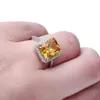 Anéis de casamento imitação de luxo amarelo cristal moda prata cor cz jóias de zircão charmosa jóias femininas bijoux