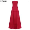 Plus Size Dresses 5XL VONDA 2023 Dress Summer Women Elegant Maxi Sexy Off Shoulder Long Party Robe Femme Bohemian Vestidos