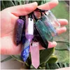 Collane con ciondolo Big Pendum Pietra naturale Amet Collana di cristallo di quarzo rosa Healing Ametista Fluorite Lapis Ossidiana Corda C Dhgarden Dhlcr