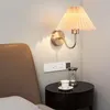 Lampada da parete moderna con paralume in tessuto leggero per camera da letto, comodino, soggiorno, balcone, corridoio, corridoio, E27